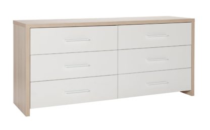 An Image of Habitat Broadway 3 + 3 Drawer Chest - Oak Effect & White