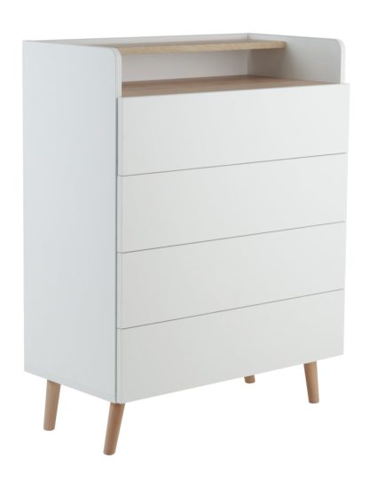 An Image of Habitat Skandi 4 Drawer Chest with Shelf - White Two Tone