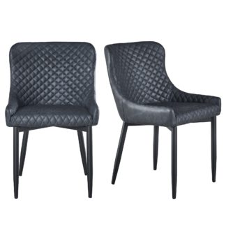 An Image of Montreal Set of 2 Dining Chairs Black PU Leather Black