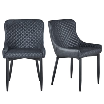 An Image of Montreal Set of 2 Dining Chairs Black PU Leather Black