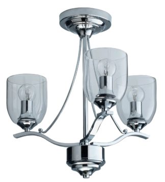 An Image of Argos Home Fae 3 Light Glass Ceiling Fitting - Chrome