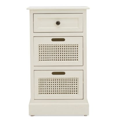 An Image of Lucy Cane Cream Bedside Table Natural (White)