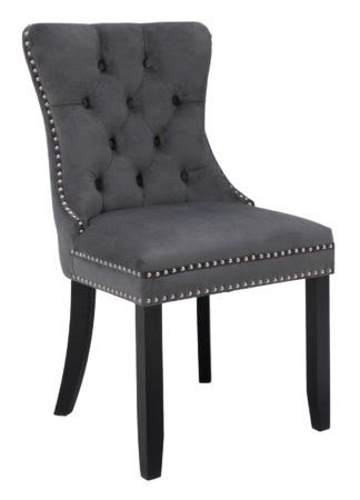 An Image of Argos Home Princess Velvet Dining Chair - Charcoal
