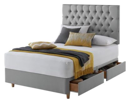 An Image of Silentnight Sassaria 4 Drawer Double Divan Bed - Grey