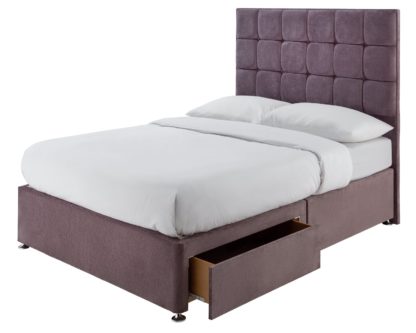 943442040ef1c388e28c3e661633f5a22a8fce9c0df7670550f9728476f8e1d4.jpg An Image of Forty Winks 1500 Pocket Gel 2 Drawer Kingsize Divan - Mauve