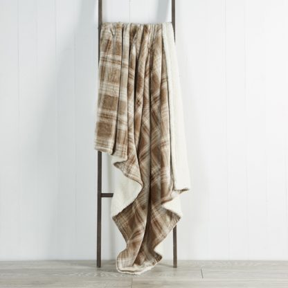 An Image of Check Sherpa 130cm x 180cm Throw Ochre