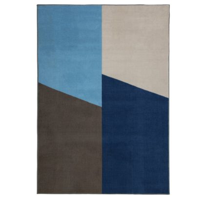 An Image of Habitat Statement Geo Block Rug-120x170cm - Multicoloured