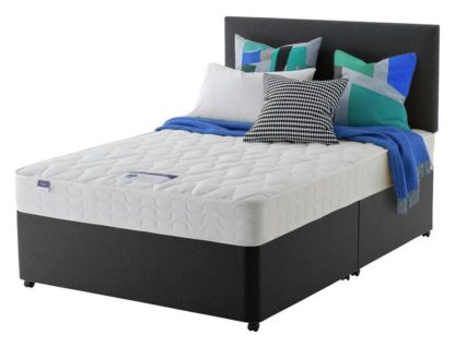 An Image of Silentnight Travis Microquilt Double Divan Bed - Charcoal