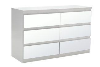 An Image of Habitat Jenson 3+3 Drawer Mirrored Chest - White