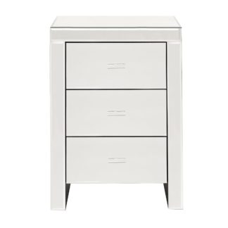 An Image of Venetian Mirrored 3 Drawer Bedside Table White