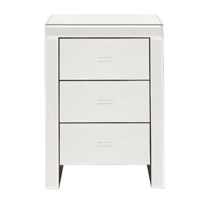 An Image of Venetian Mirrored 3 Drawer Bedside Table White