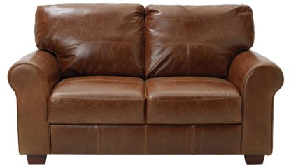 An Image of Habitat Salisbury 2 Seater Leather Sofa - Dark Brown