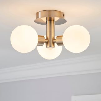 An Image of Hamptworth 3 Light Frosted Glass Semi-Flush Ceiling Fitting Silver