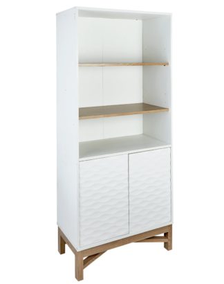 An Image of Habitat Zander Textured Bookcase - White & Oak Effect