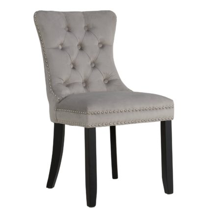 An Image of Argos Home Princess Velvet Dining Chair - Light Grey