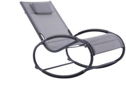 An Image of Vivere Wave Metal Rocker Chair - Macchiato On Matte Grey