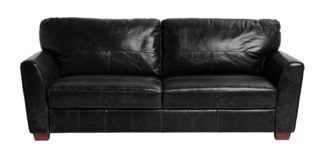 An Image of Habitat Milford 4 Seater Leather Sofa - Black