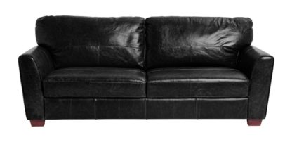 An Image of Habitat Milford 4 Seater Leather Sofa - Black