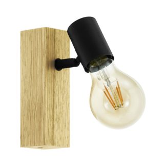 An Image of Eglo Townshend Wall Light - Black and Oak