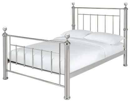 An Image of Argos Home Mayfair Kingsize Metal Bed Frame - Chrome