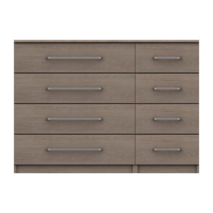 An Image of Parker Beige 8 Drawer Wide Chest Dark Wood (Brown)