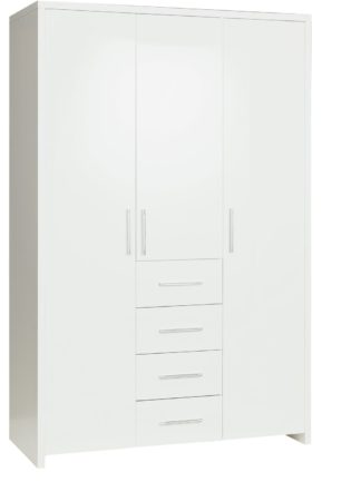 An Image of Habitat Broadway 3 Dr 4Drw Wardrobe - White Gloss