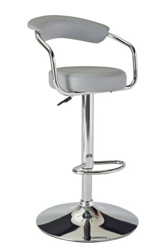 An Image of Argos Home Executive Gas Lift Bar Stool with Back Rest- Grey
