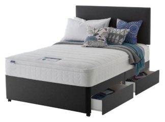 An Image of Silentnight Travis Small Double 4 Drawer Divan Bed -Charcoal