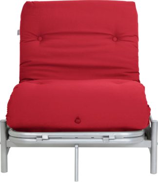 An Image of Argos Home Single Futon Metal Sofa Bed with Mattress - Red