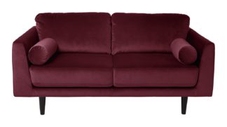 An Image of Habitat Jackson 2 Seater Velvet Sofa - Burgundy