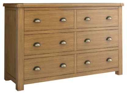 An Image of Habitat Kent 3+3 Drw Chest of Drawers - Oak & Oak Veneer