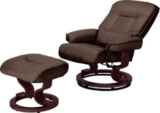 An Image of Argos Home Santos Recliner Chair and Footstool - Dark Brown