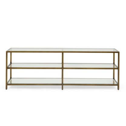 An Image of Claudia Brass Effect Wide TV Stand Gold