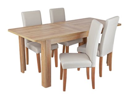 An Image of Habitat Miami Curve Extending Table & 4 Charcoal Chairs