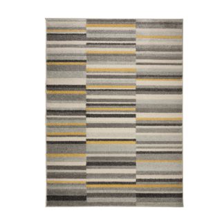 An Image of Urban Lines Geometric Rug Grey, Yellow and Black