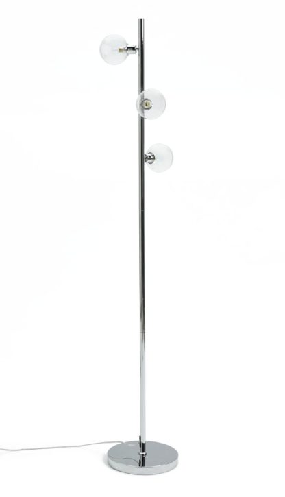 An Image of Habitat Glam 3 Light Floor Lamp - Chrome