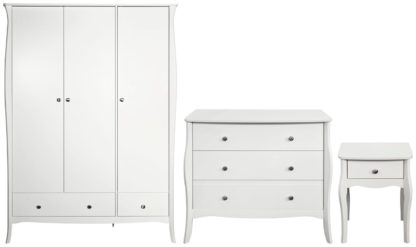 An Image of Amelie 3 Piece 3 Door Wardrobe Set - White