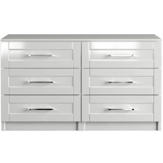 An Image of One Call Colby Gloss 3+3 Drawer Chest of Drawers - White