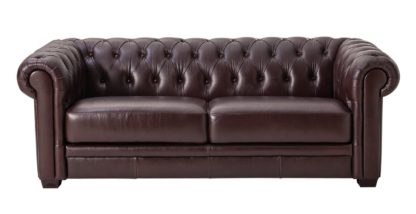 An Image of Habitat Chesterfield 3 Seater Leather Sofa - Black