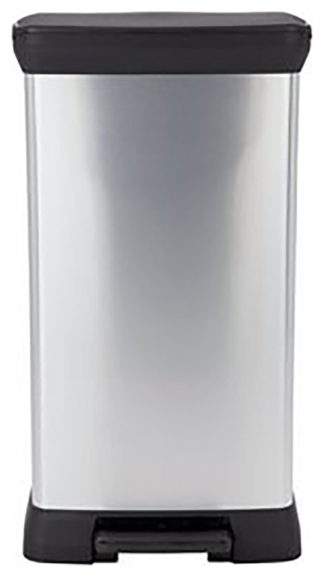 An Image of Curver 50 Litre Deco Pedal Bin - Silver