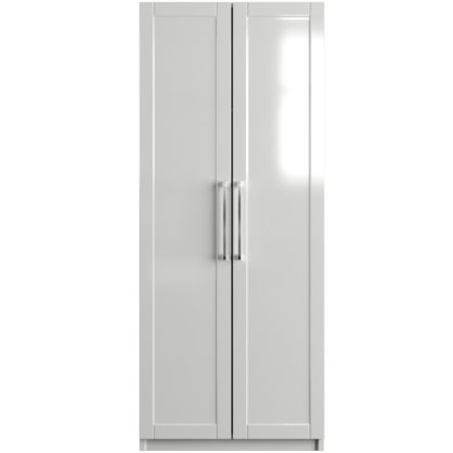 An Image of One Call Colby Gloss 2 Door Wardrobe - Dark Grey