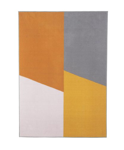 An Image of Habitat Block Geo Rug - 160x230cm - Mustard