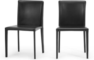 An Image of Calcott Set of 2 Dining Chairs, Black PVC