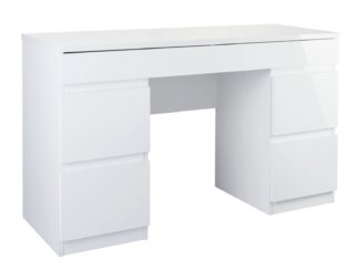 An Image of Habitat Jenson 6 Drawer Dressing Table Desk - White Gloss