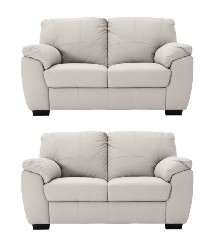 An Image of Argos Home Milano Pair of Leather 2 Seater Sofa - Light Grey