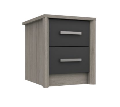 An Image of Grasmere 2 Drawer Bedside Table - Dark Grey