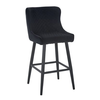 An Image of Montreal Bar Stool Black Velvet Black