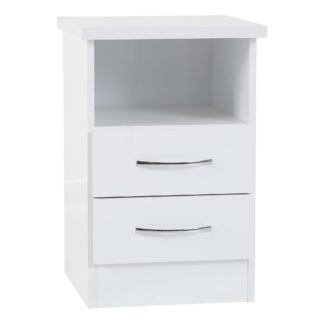 An Image of Nevada White 2 Drawer Bedside Table White