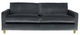 An Image of Habitat Chester 3 Seater Velvet Sofa - Grey