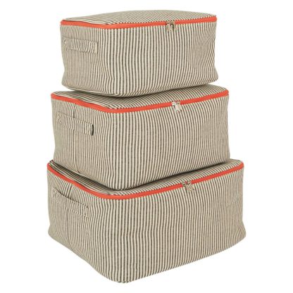 An Image of Habitat Jericho Set of 3 Storage Trunks - Stripe